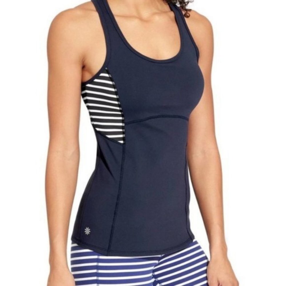 athleta | navy nautical stripe support yoga tank m